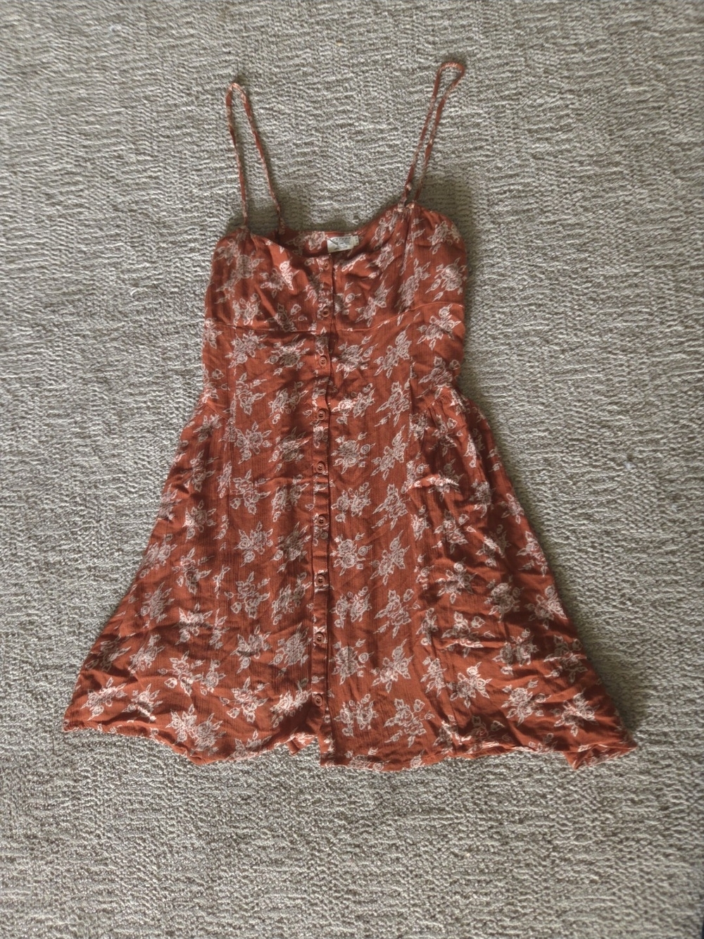 Volcom Rust Floral Button-Front Sundress